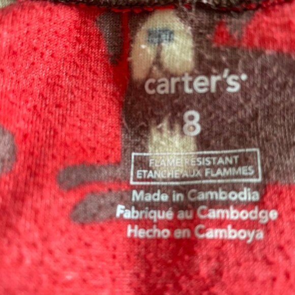 Carter's Red Brown Dog Zip Front pajamas pjs winter Union Suit Size 8 - Picture 10 of 10